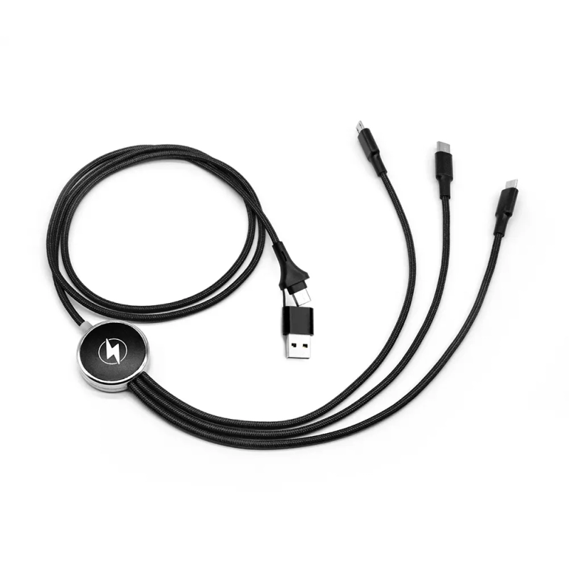 Cable 4 en 1 con logo en luz LED, 120 cmts de largo