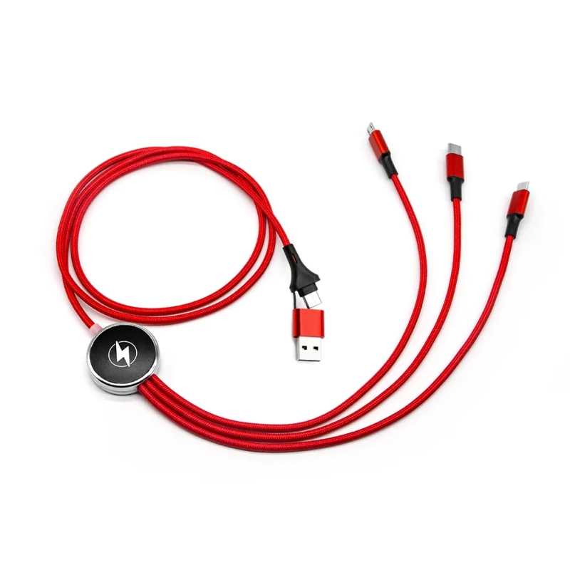 Cable 4 en 1 con logo en luz LED, 120 cmts de largo