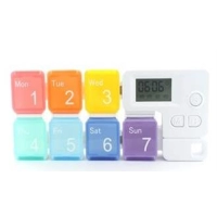 Dispensador de Pastillas con Timer, en PP, tamaño 17.2 x 7.3 x 2.5 cmts,