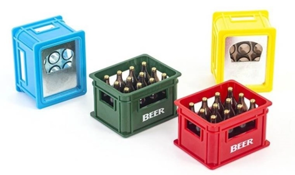 Destapador en forma de Caja de Cervezas, ABS + Metal, 5.9 x 4.6 x 3.7 cmt