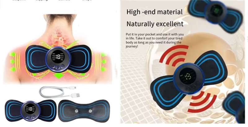 Masajeador Cervical,  en ABS + PP, con  8 modalidades, recargable con USB