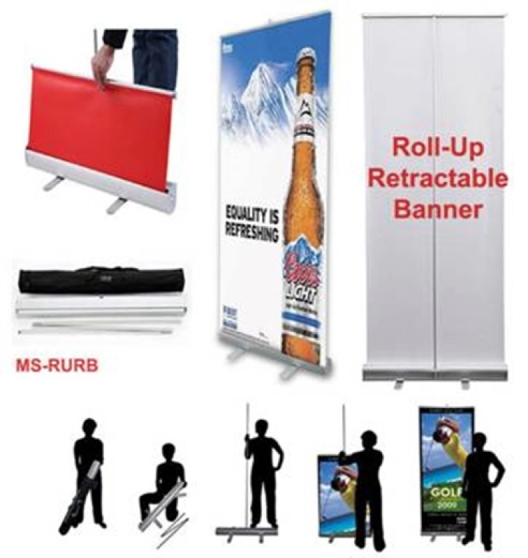 Porta Banner Retractil, de 60 x 120, 80 x 200 o 120 x 200 cmts