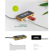 Hub Multipuerto x 3 en Bamboo, 79 x 36 x 10 mm