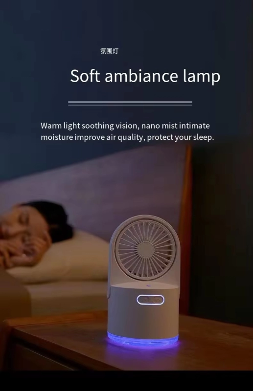 Ventilador Inalambrico Humidificador con Lampara Ambiental