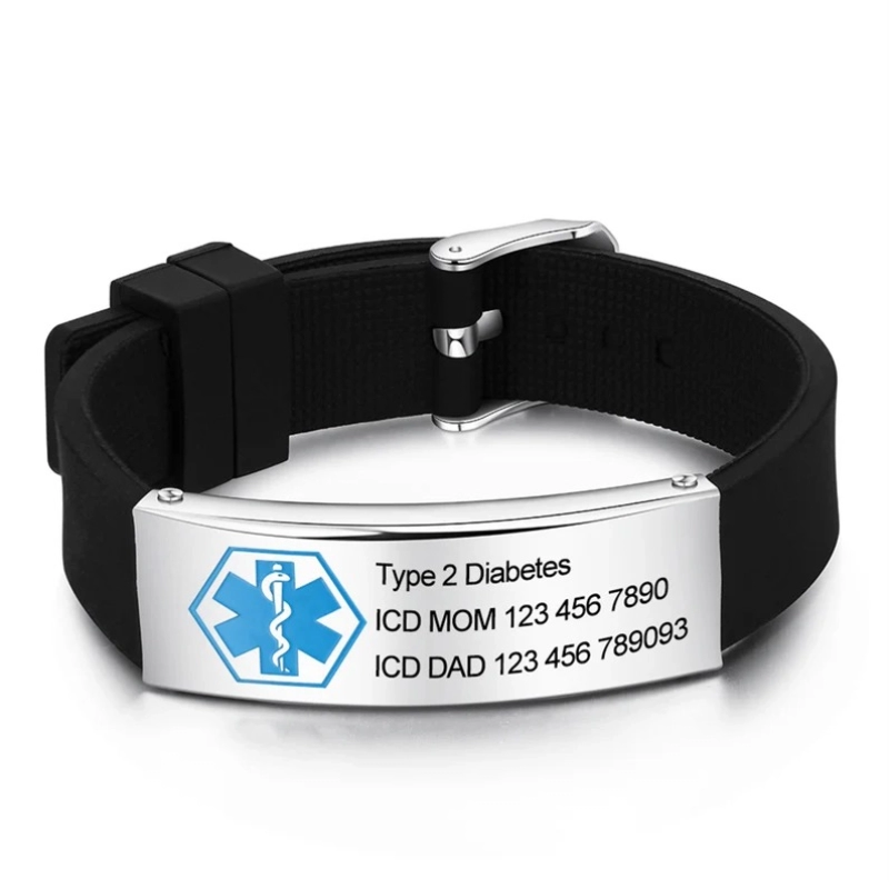 Brazalete Medico, elaborado en Silicona + Metal, con datos del paciente