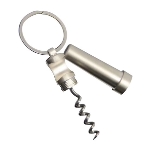 Llavero Metalico 3 en 1, Sacacorchos y Destapador de botellas, 10.5 x 3.5 cmt