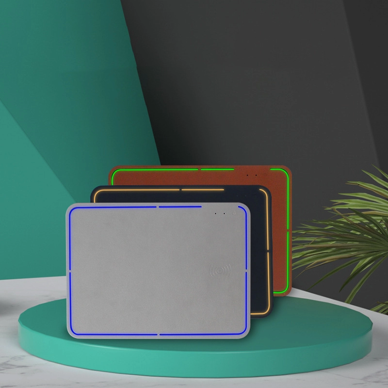 Mouse Pad con Cargador Inalámbrico y luz LED, en PU, de 10W