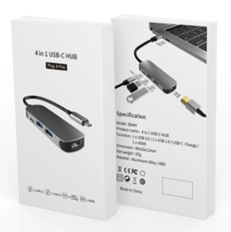 Hub Multipuerto 5 en 1 en aluminio, de 10.5 x 4.1 x 1.6 cmt