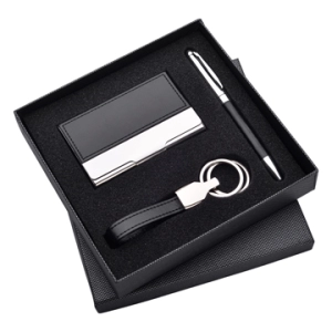 Set de Regalo en Caja, con Portatarjetas, Llavero y Boligrafo