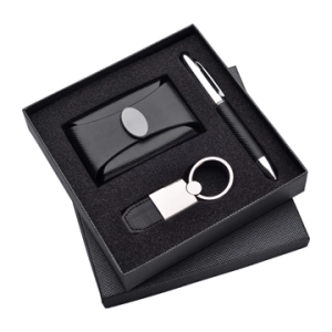 Set de Regalo en Caja, con Portatarjetas, Llavero y Boligrafo