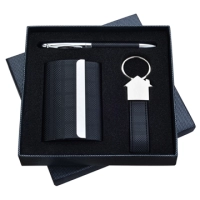 Set de Regalo en Caja, con Portatarjetas, Llavero y Boligrafo