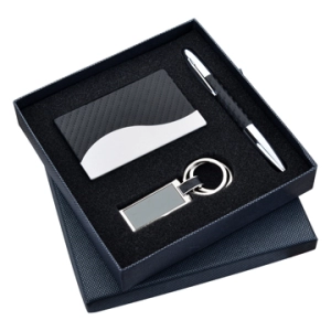 Set de Regalo en Caja, con Portatarjetas, Llavero y Boligrafo