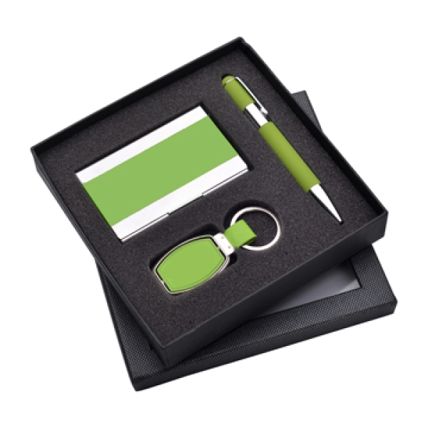 Set de Regalo en Caja, con Portatarjetas, Llavero y Boligrafo