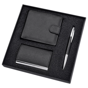 Set de Regalo en Caja con Portatarjetas, Billetera y Boligrafo