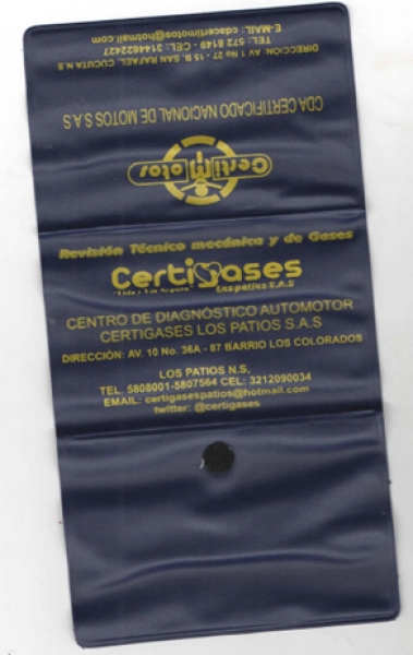 PortaDocumentos Triple para Soat del Carro, en plastico con broche, de 23 x 11 cmts