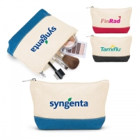 Cosmetiquera Viena, bicolor, en lona, de 18 x 12 x 7 cmts