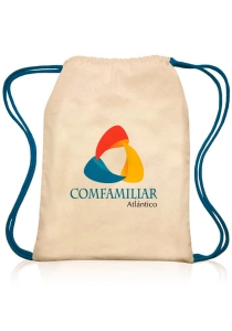 Tula Cozumel, en algodon 100%, de 35 x 30 cmts, con cordones tipo morral