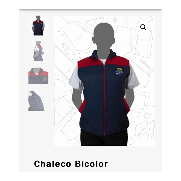 Chaleco Biicolor Windsor, con zipper, forro interno, 2 bolsillos