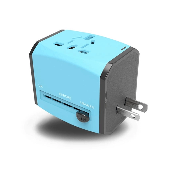 Adaptador para Viajes con multiples Conectores, 6.3 x 5.6 x 5.25 cmts