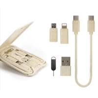 Multiconector 6 en 1, en estuche en Paja Biodegradable, 8.6 x 5.75 x 1 cmts
