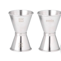 Copita Jigger 2 lados, metalica, para servir licores, con capacidad 30 y 60 ml, en acero inox