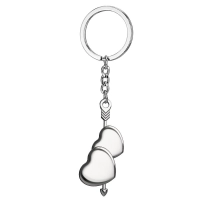 Llavero Metalico diseño 2 Corazones Flechados