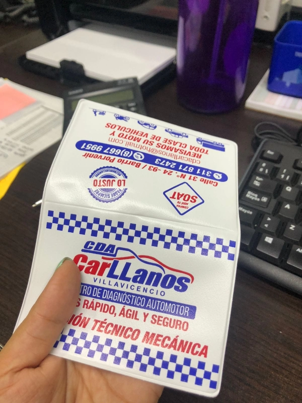 Portadocumentos Doble para Soat del Carro , 12 x 17 cmts