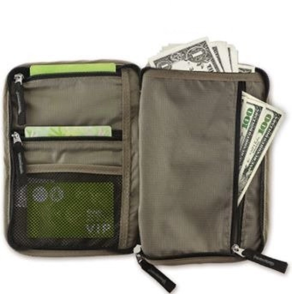 Portadocumentos Nautilus en lona, con multiples bolsillos, 19.2 x 13.5 x 2 cmts