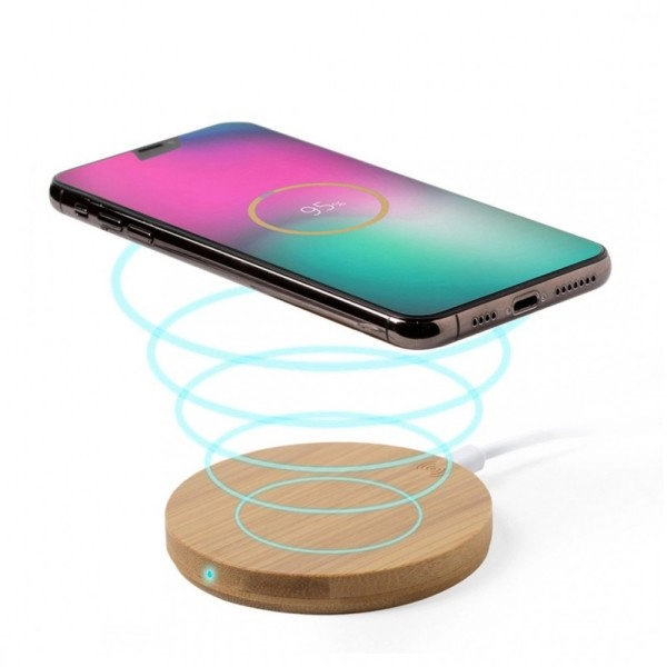 Cargador Inalambrico Selva, en Bambu , 10W, de 9.2 de diametro