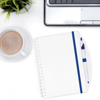 Cuaderno Lace, de 13 x 18 cmts, en PP blanco, con bolígrafo