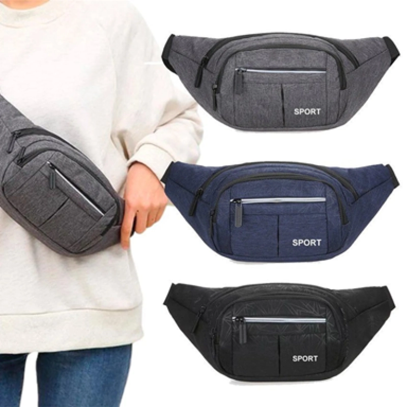 Canguro Grecia, doble bolsillo, en lona impermeable, 35 x 14 x 9 cmts