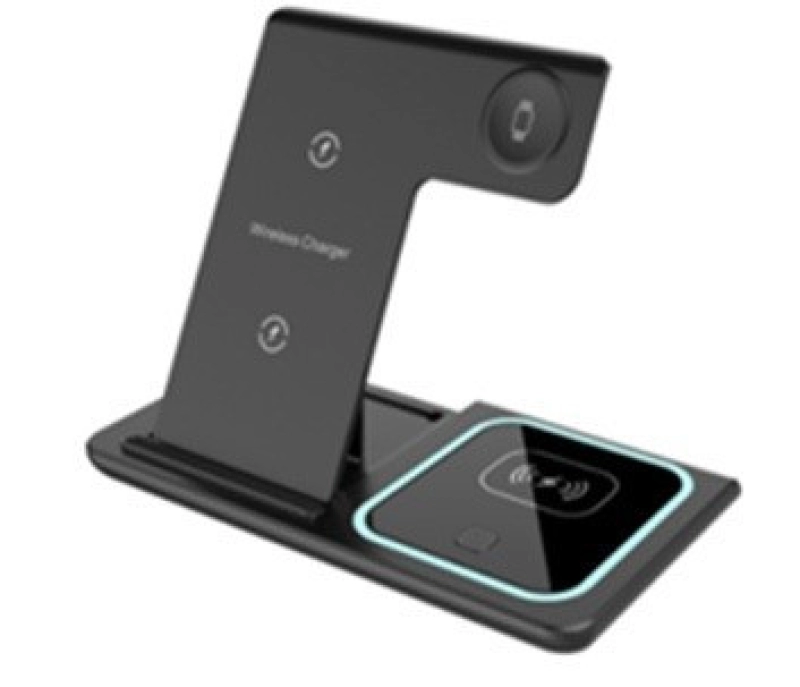 Cargador Inalámbrico de 15W, plegable, 3 en 1, Stand y Cargador Doble