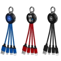 Multicable Cargador x 3, con logo en LED, 16 cmts de largo