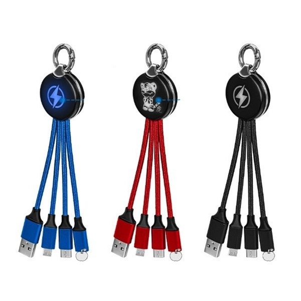 Multicable Cargador x 3, con logo en LED, 16 cmts de largo