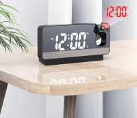 Reloj Alarma, Espejo, Termostato y Proyección LED de la hora, 19x4x9 cmts