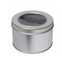 Caja Redonda Mediana de Aluminio con Ventana para empaque de USB