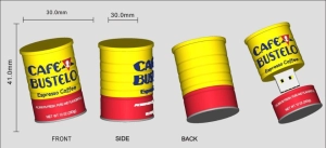 Memoria USB en PVC 3D diseño Lata de Cafe
