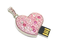 Memoria USB metalica en forma de Corazon con chispitas
