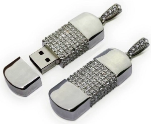 Memoria USB en metal con chispitas de cristal