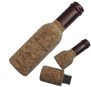 Memoria USB en corcho en forma de botella de licor