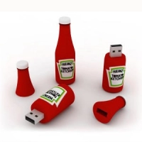 Memoria USB en PVC 3D diseño Botella Salsa de Tomate