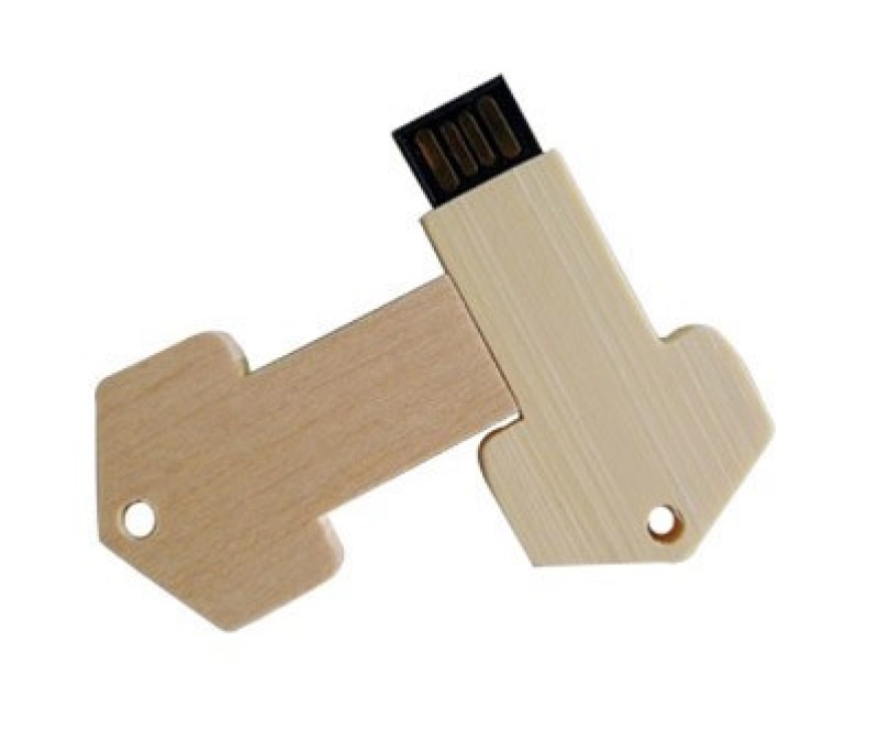 Memoria USB en madera en forma de Llave