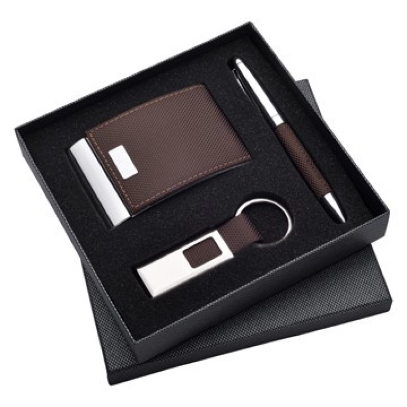 Set de Regalo en Caja, con Portatarjetas, Llavero y Boligrafo