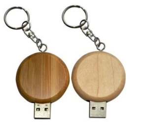 Memoria USB redonda en madera