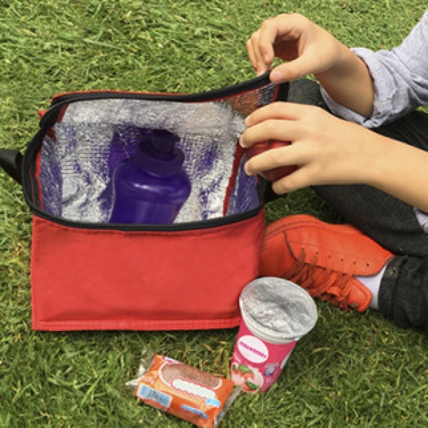 Lonchera Polo Norte, en lona, interior aluminizado, 20 x 13 x 12.5 cmts